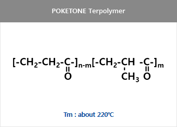 Terpolymer : Engineering Plastic (by Injection molding, Extrusion) = CH₃-{-CH₂-CH-C  CH₂-CH₂-C-}n = Tm : about 220 ℃ , Mn : 60,000 over